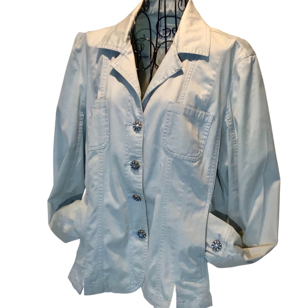 Blue Jacket by LAL Spring Bling Buttons Size Large